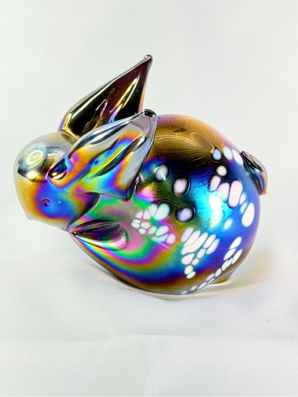 Iridescent Multicolor Glass Bunny Figurine - Decorative Accent